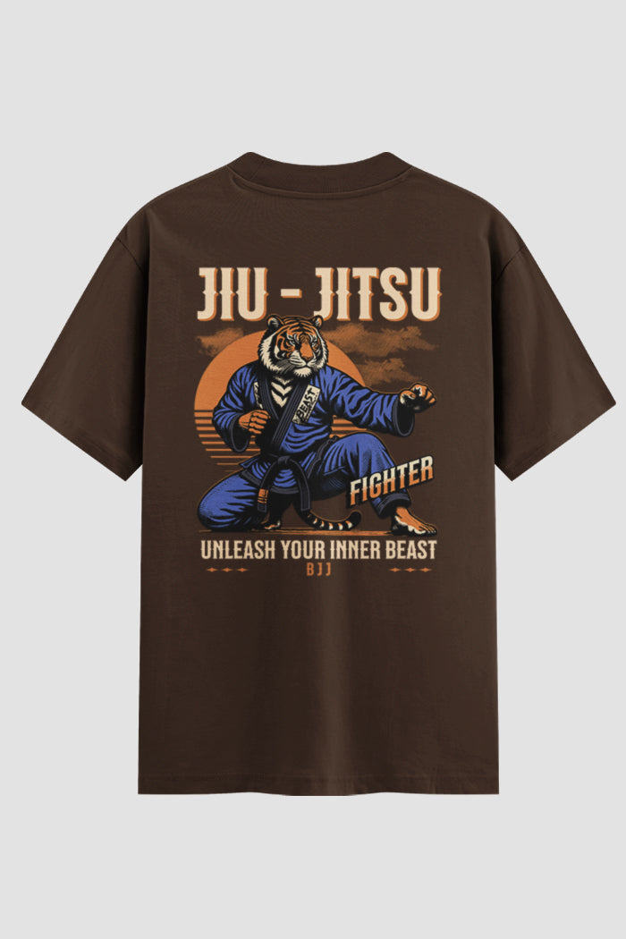 Camiseta Oversized Suedine Jiu-Jitsu Unleash Your Inner Beast