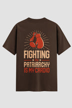 Camiseta Oversized Suedine boxe fighting the patriarchy