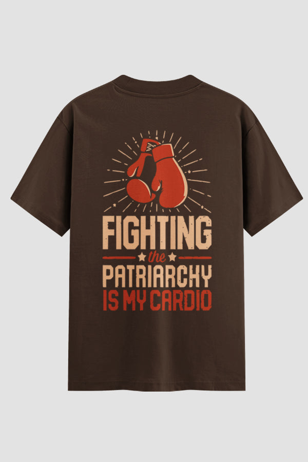 Camiseta Oversized Suedine boxe fighting the patriarchy