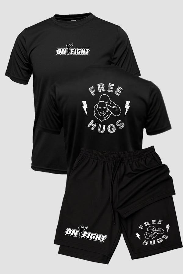 Kit Camiseta Dryfit com Short Dry Fit Jiu Jitsu Free Hugs