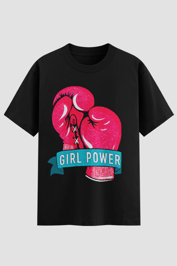 Camiseta Oversized feminina Girl Power - Estampa Frontal
