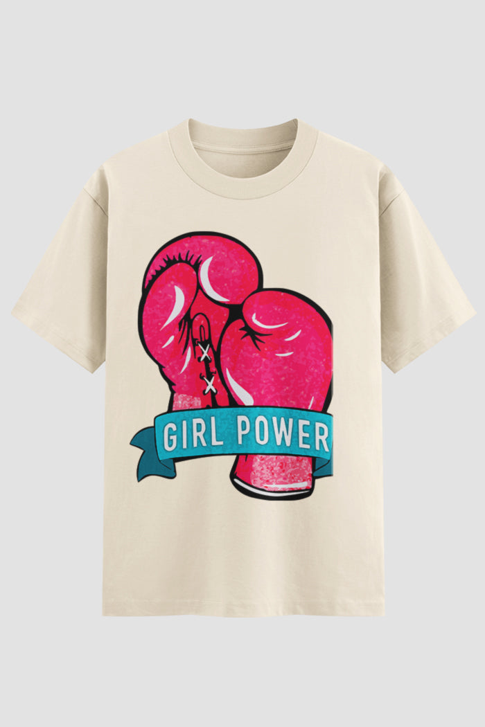 Camiseta Oversized feminina Girl Power - Estampa Frontal