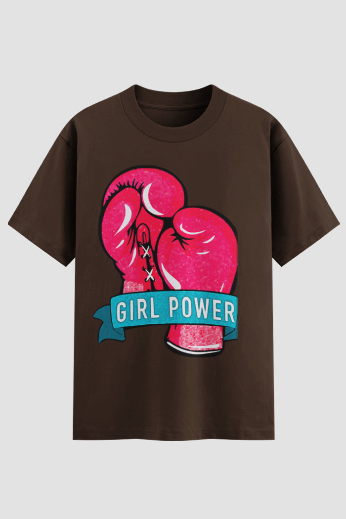 Camiseta Oversized feminina Girl Power - Estampa Frontal