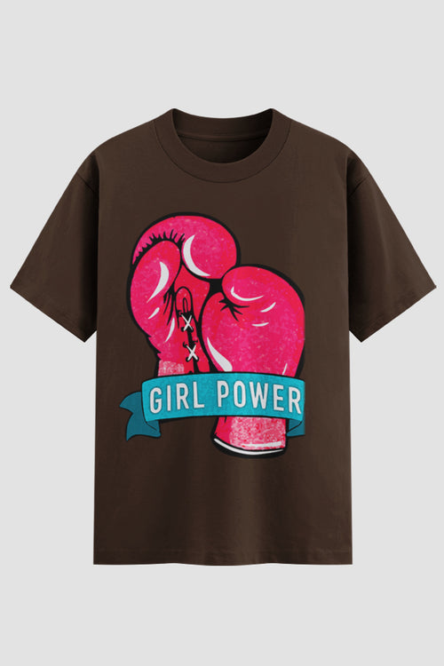 Camiseta Oversized Suedine feminina Girl Power - Estampa Frontal