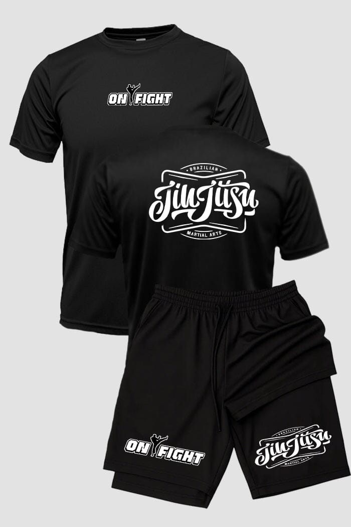 Kit Camiseta Dryfit com Short Dry Fit Jiu Jitsu Arte Suave Script