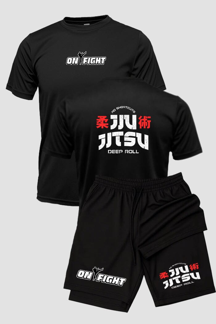 Kit Camiseta Dryfit com Short Dry Fit Jiu Jitsu Deep Roll