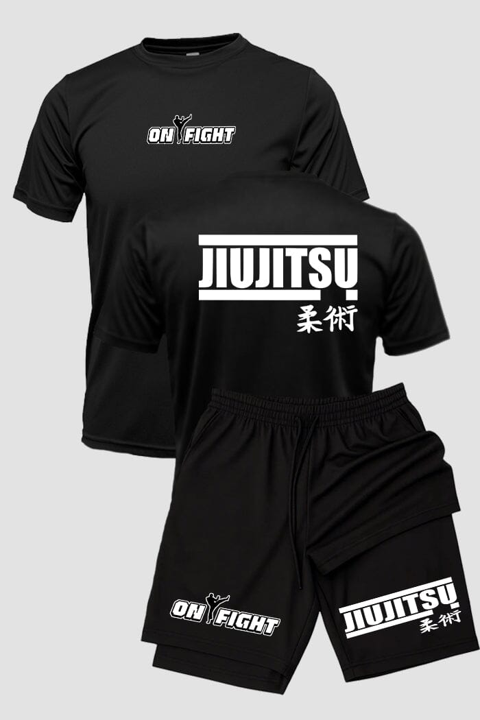 Kit Camiseta Dryfit com Short Dry Fit Jiu Jitsu Vertical kit short e camiseta jiujitsu OnFight 