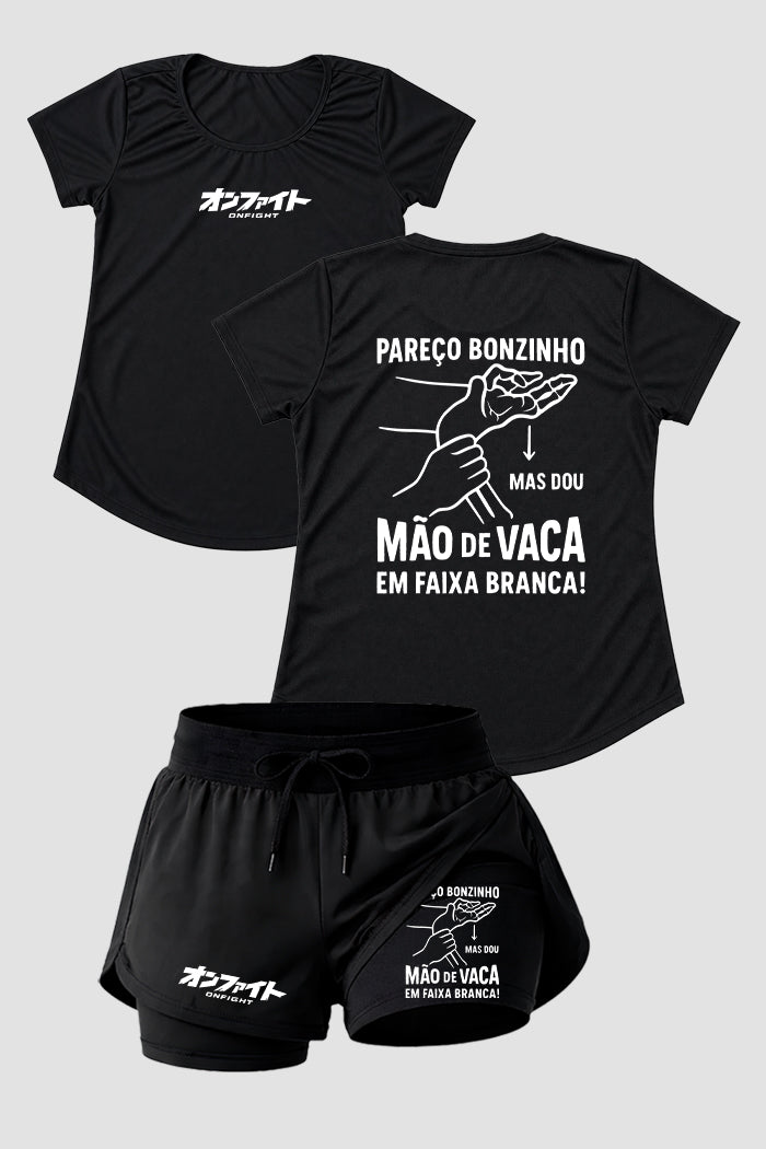 kIT Camiseta Dry fit e short  2 em 1 dry fit femino pareço bonzinho modelo 1
