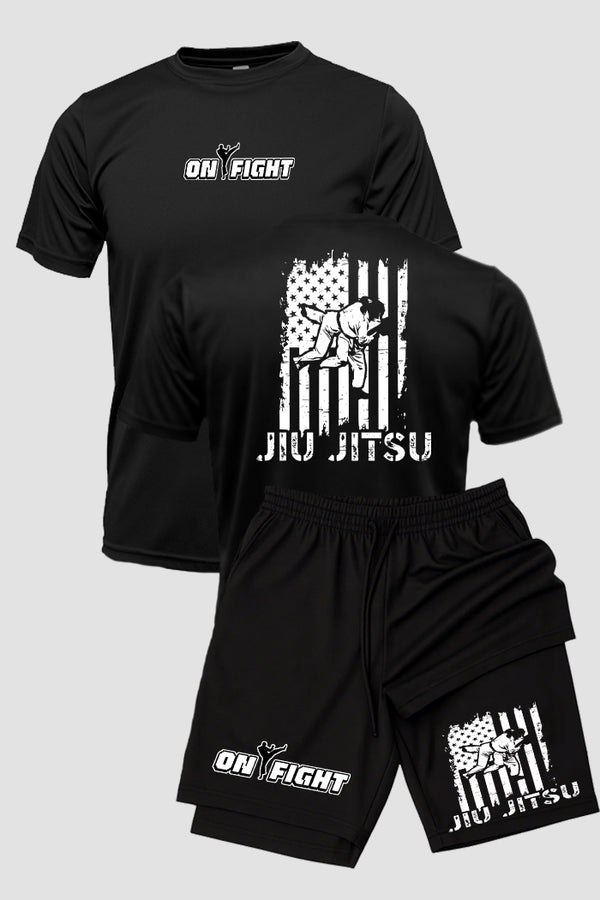 Kit Camiseta Dryfit com Short Dry Fit Jiu Jitsu USA BJJ
