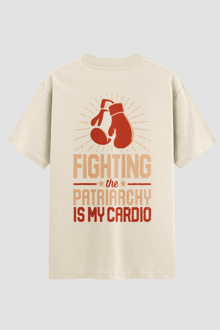 Camiseta Oversized Suedine boxe fighting the patriarchy