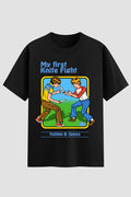 Camiseta Oversized Suedine My First Knife Fight - Estampa FRONTAL
