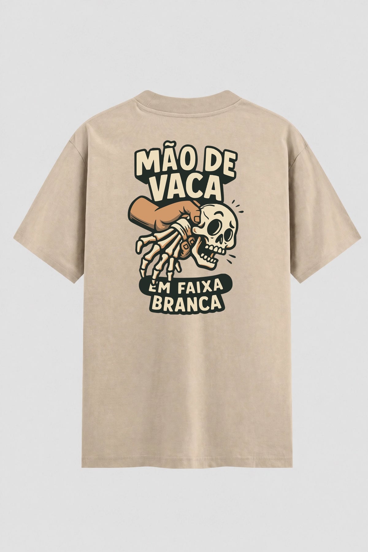 Camiseta Oversized Suedine Jiu-Jitsu mão de vaca em faixa branca modelo 02
