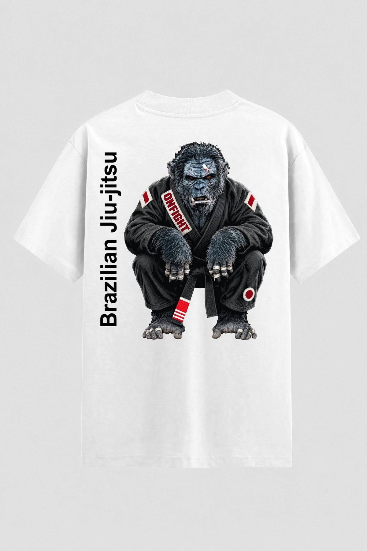 Camiseta Oversized Suedine Jiu-Jitsu Gorila Faixa Preta