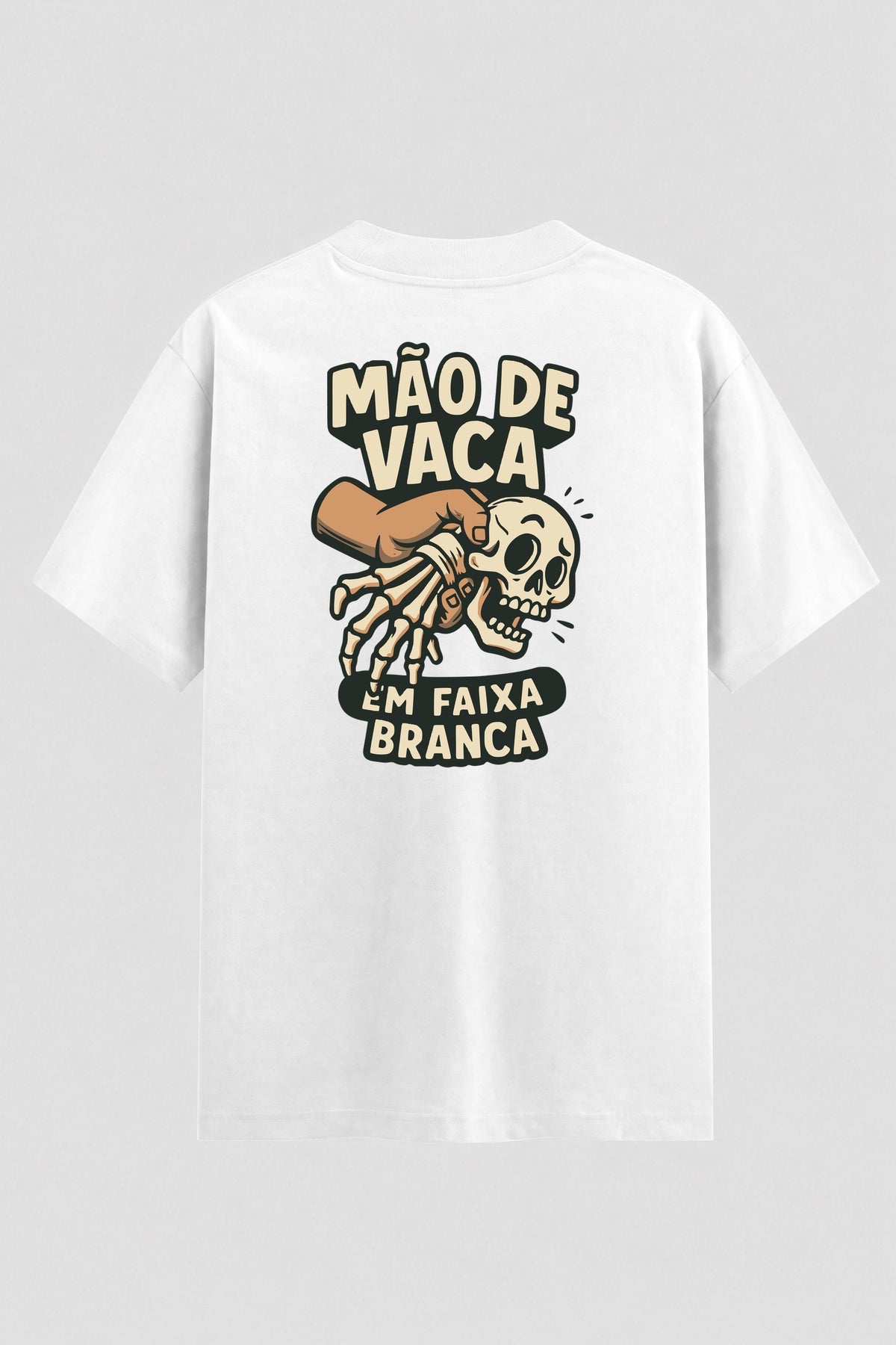 Camiseta Oversized Suedine Jiu-Jitsu mão de vaca em faixa branca modelo 02
