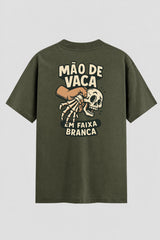 Camiseta Oversized Suedine Jiu-Jitsu mão de vaca em faixa branca modelo 02