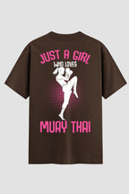 Camiseta Oversized Suedine Muay Thai Just a Girl