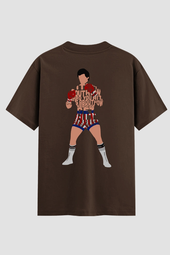 Camiseta Oversized Suedine Rocky Balboa Champion Pose Full