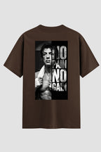 Camiseta Oversized Suedine Rocky Balboa No Pain No Gain Quote
