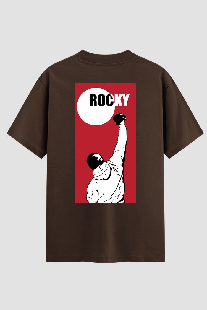 Camiseta Oversized Suedine Rocky Balboa Red Victory Silhouette
