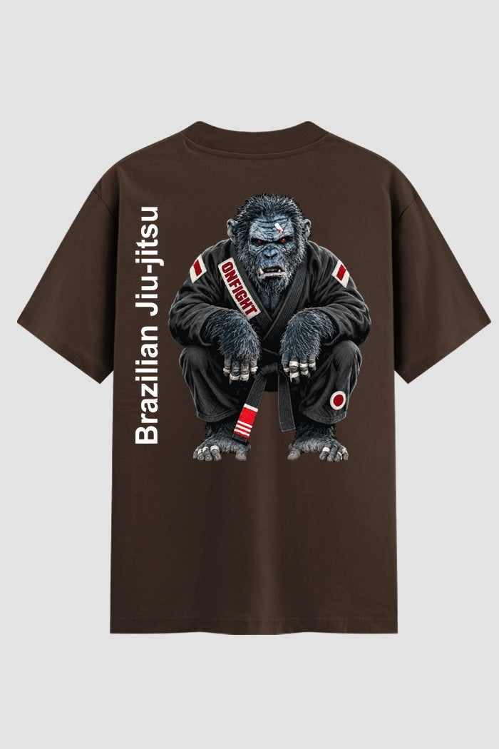 Camiseta Oversized Suedine Jiu-Jitsu Gorila Faixa Preta