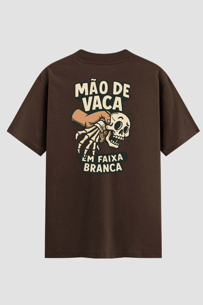Camiseta Oversized Suedine Jiu-Jitsu mão de vaca em faixa branca modelo 02