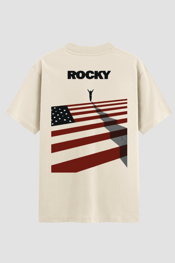 Camiseta Oversized Suedine Rocky Balboa American Flag Ring