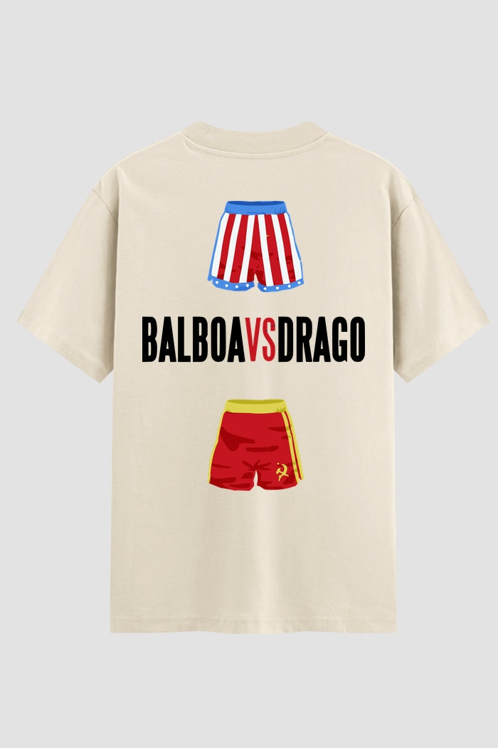 Camiseta Oversized Suedine Rocky Balboa vs Drago branco