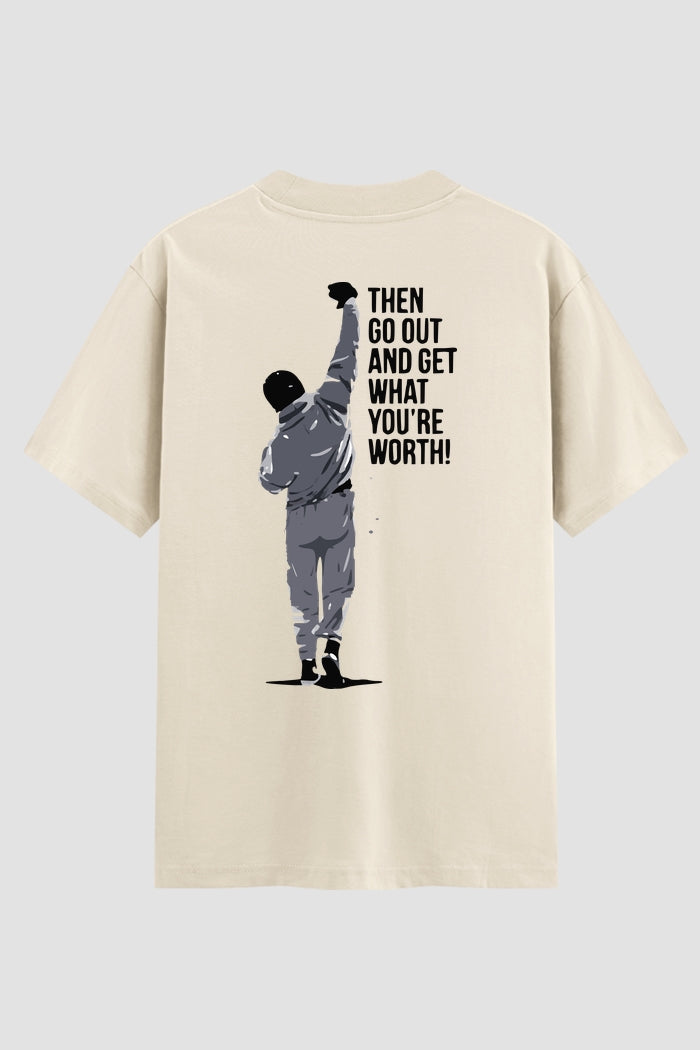 Camiseta Oversized Suedine Rocky Balboa Get What You're Worth