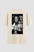 Camiseta Oversized Suedine Rocky Balboa No Pain No Gain Quote