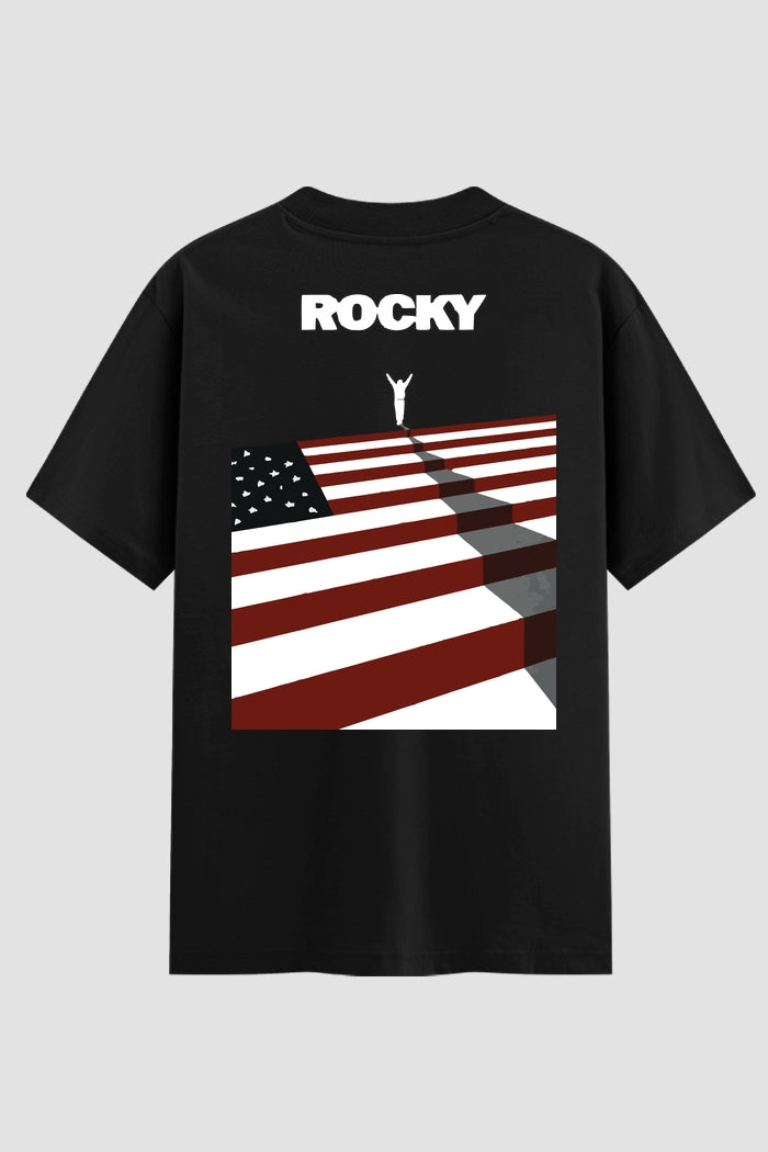 Camiseta Oversized Suedine Rocky Balboa American Flag Ring