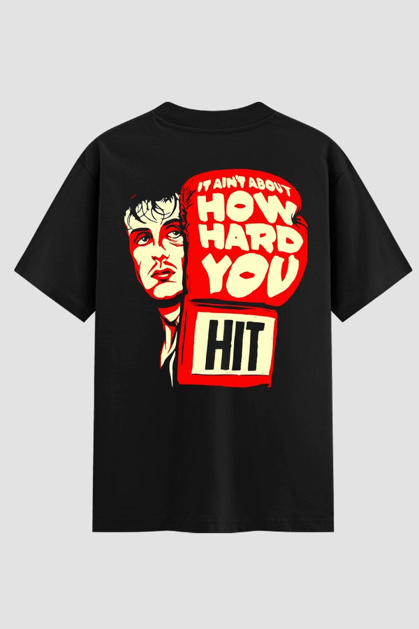 Camiseta Oversized Suedine Rocky Balboa How Hard You Hit