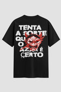 Camiseta Oversized Jiu-Jitsu tenta a sorte que o azar é certo
