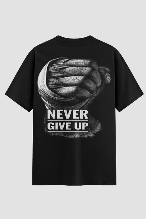 Camiseta Oversized Suedine Boxe Never Give Up