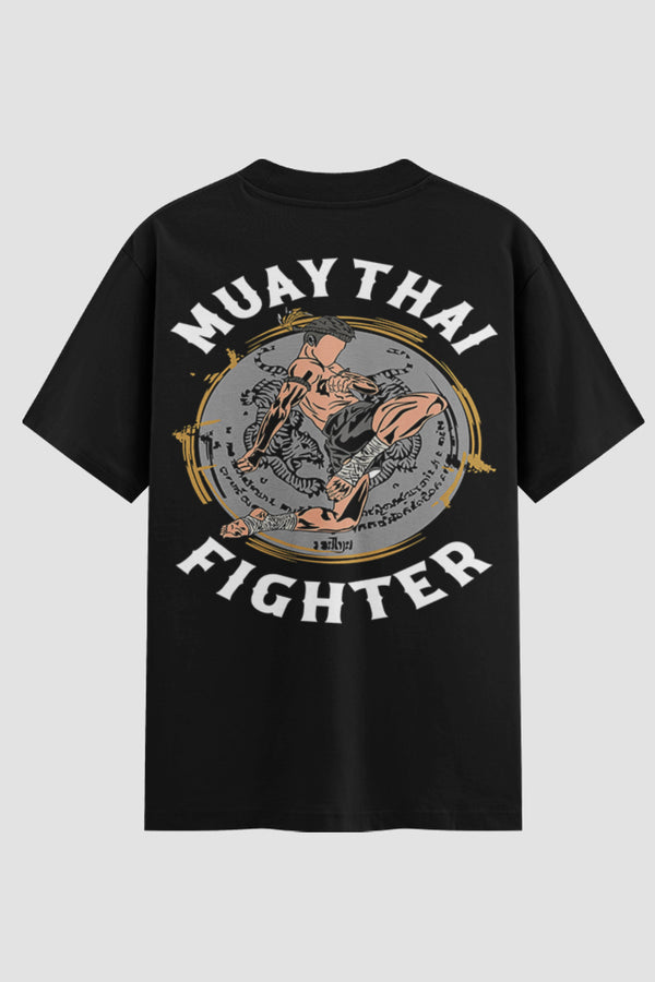 Camiseta Oversized Suedine Muay Thai Fighter Emblem