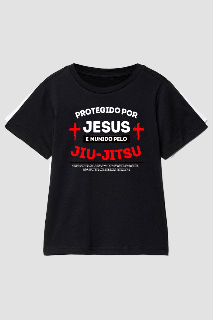 Camiseta infantil jiu-jitsu Protegido por Jesus