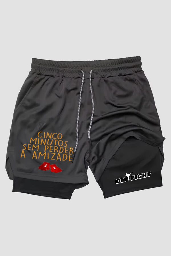 Short de compressão  2 em 1 boxe Cinco Minutos Sem Perder A Amizade