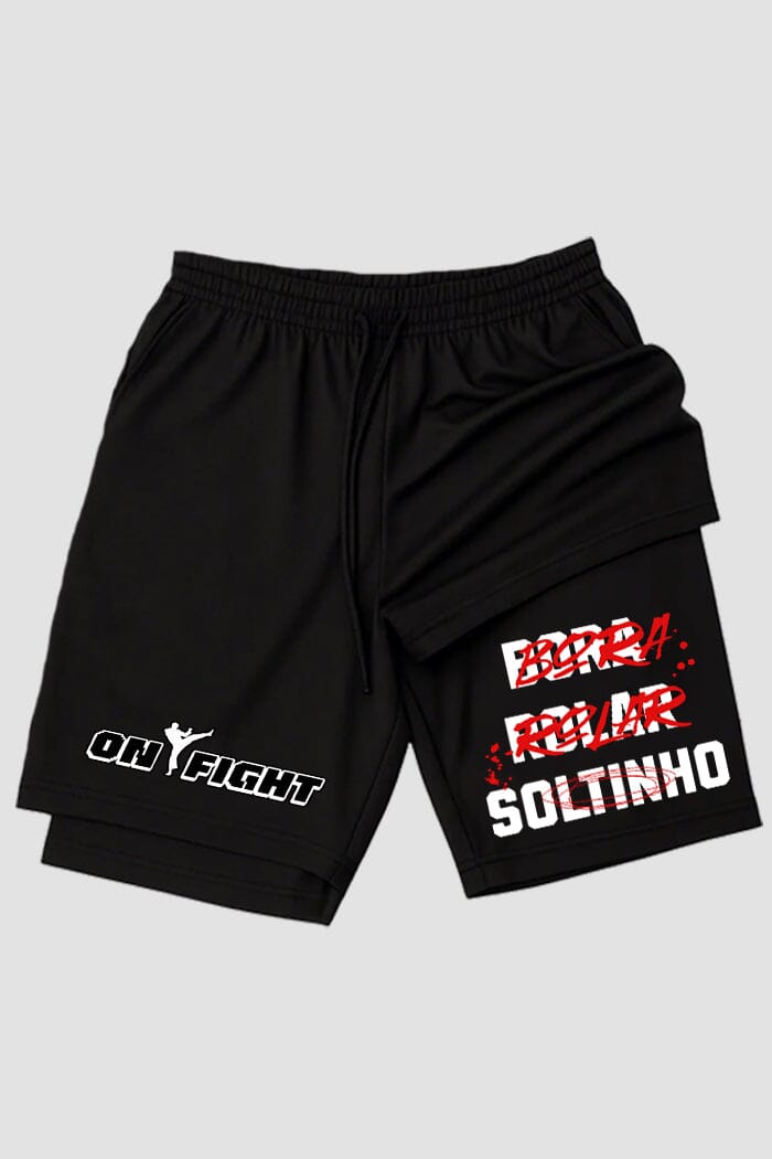 Short de compressão 2 em 1 jiu-jitsu Bora Rolar Soltinho