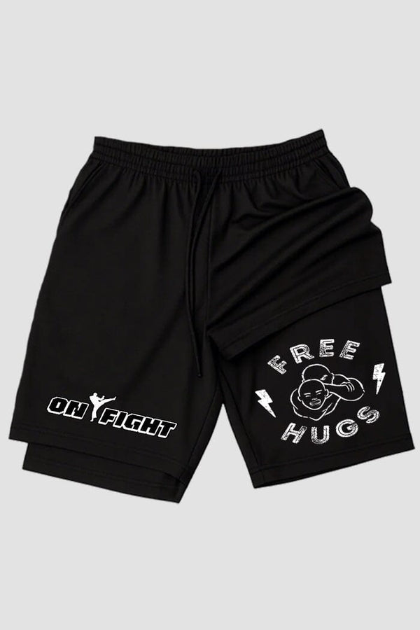 Short de compressão 2 em 1 jiu-jitsu Free Hugs