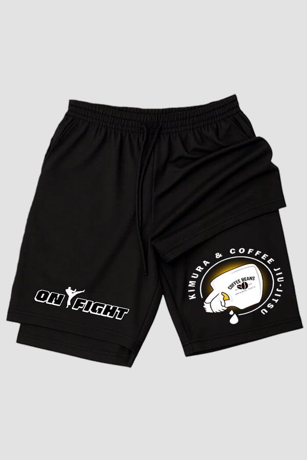 Short de compressão 2 em 1 jiu-jitsu Kimura & Coffee