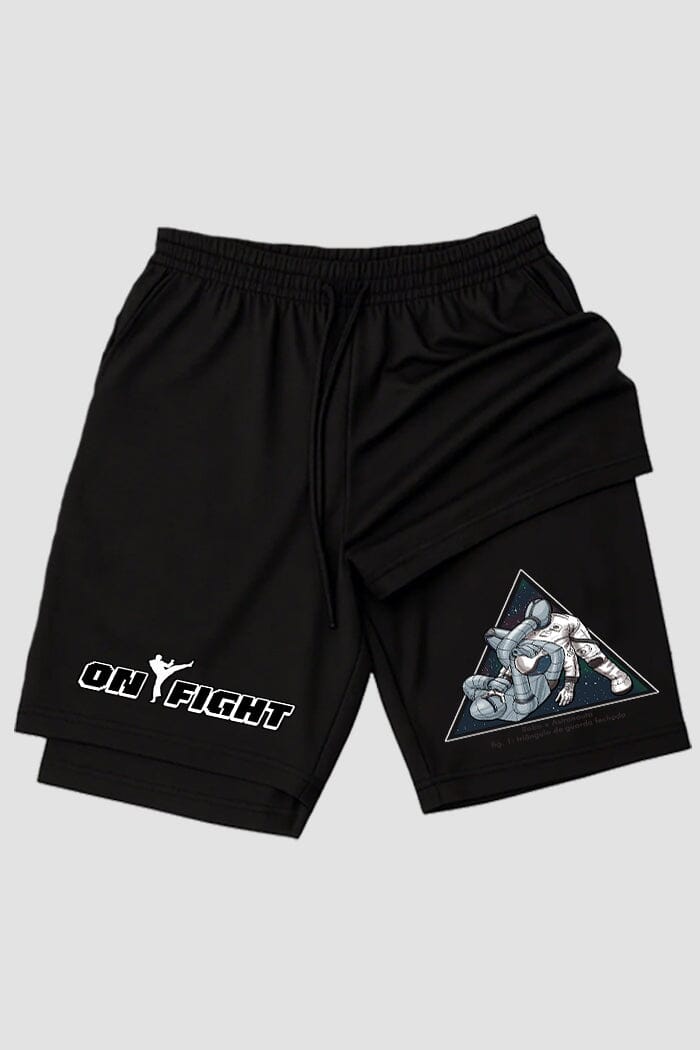 Short de compressão 2 em 1 jiu-jitsu Robo X Astronauta – Triângulo De Guarda Fechada shorts Jiu-jitsu OnFight 