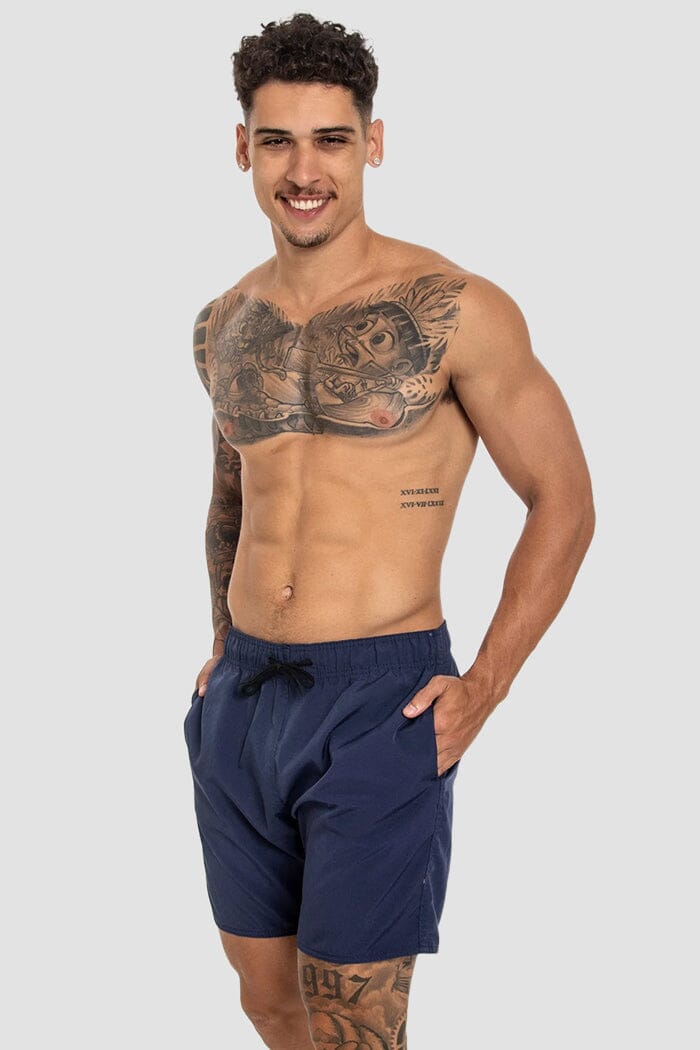 Short Masculino Moda Praia Tactel Secagem Rápida Liso com Bolsos – Onfight Elastano OnFight P Azul marinho 