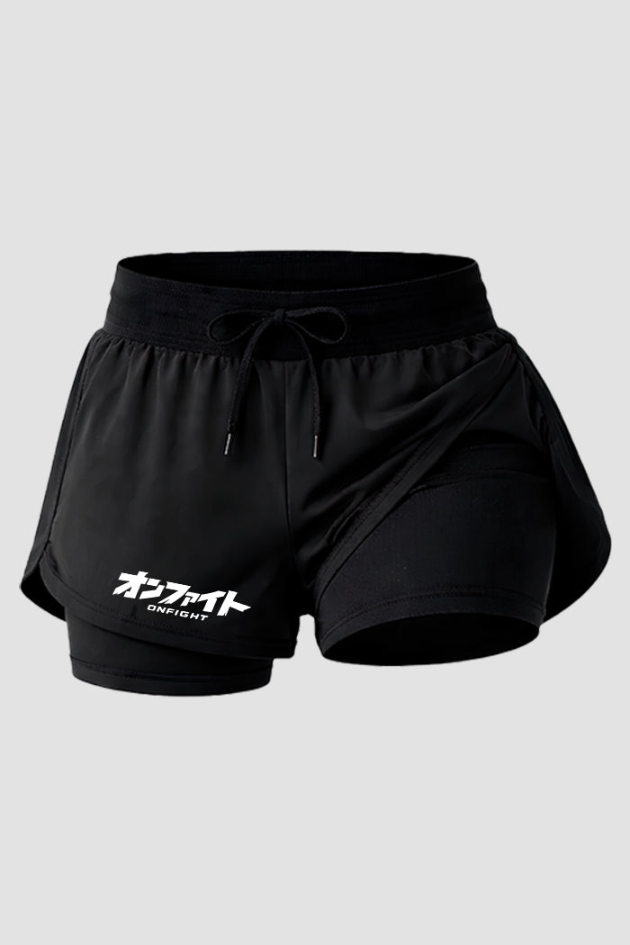 kIT Camiseta Dry fit Femino com short de compressão Onfight basic Azul Marinho