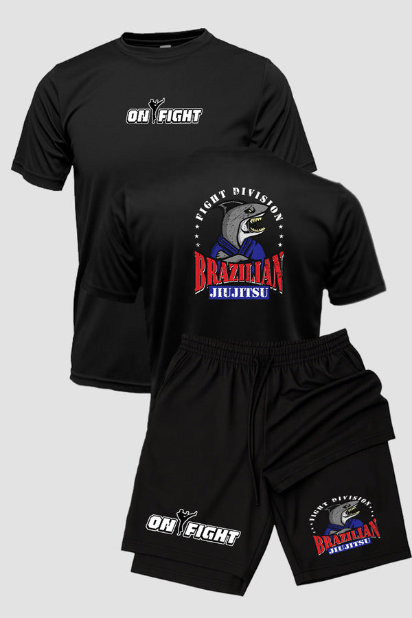 Kit Camiseta Dryfit com Short Dry Fit Jiu Jitsu Fight Division